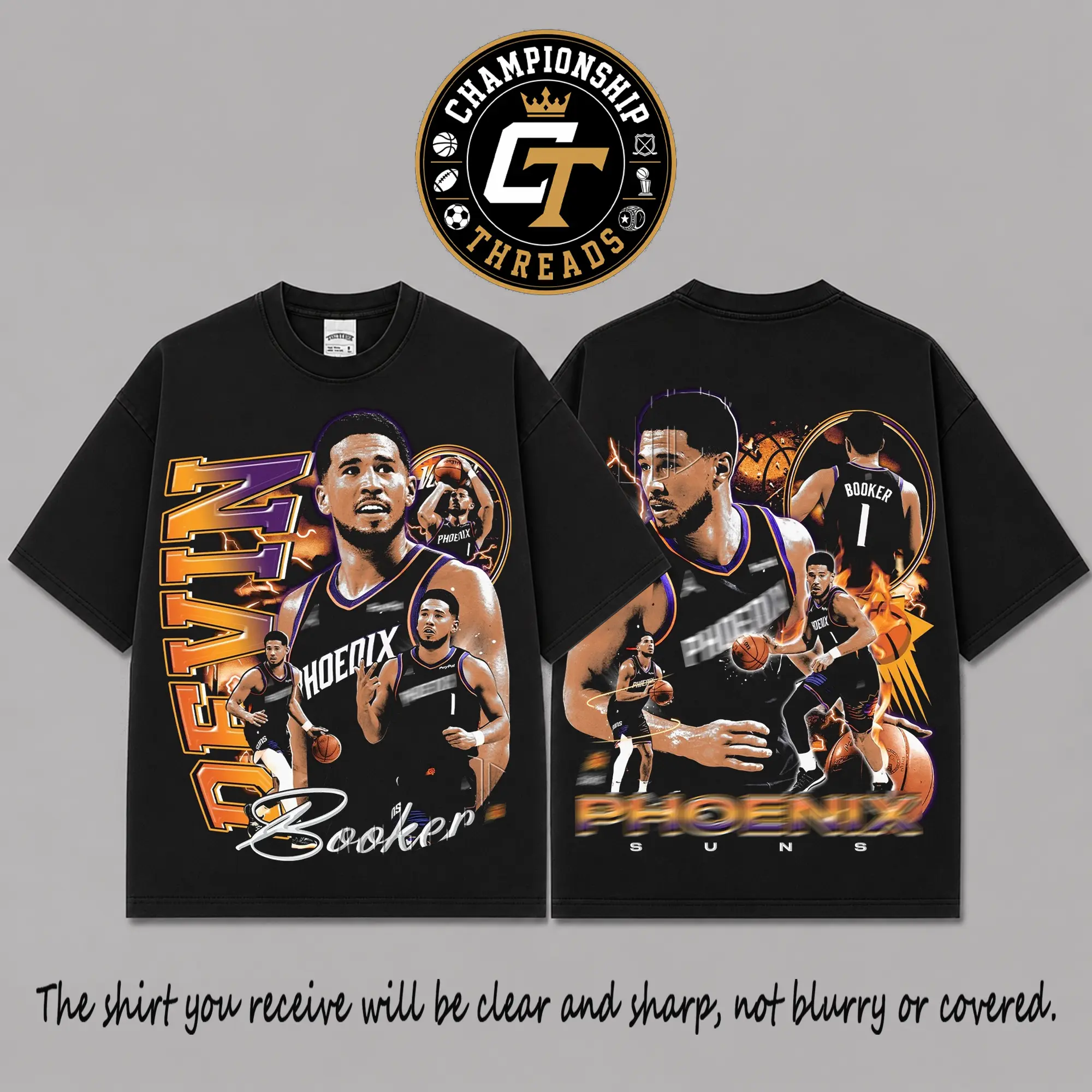 Devin Booker #1 Premium Cotton T-Shirt, D-Book Basketball Collage Graphic Tee, Elite Shooting Guard Oversized Streetwear Shirt, Vintage Game Day Apparel, Gift for Booker Fans