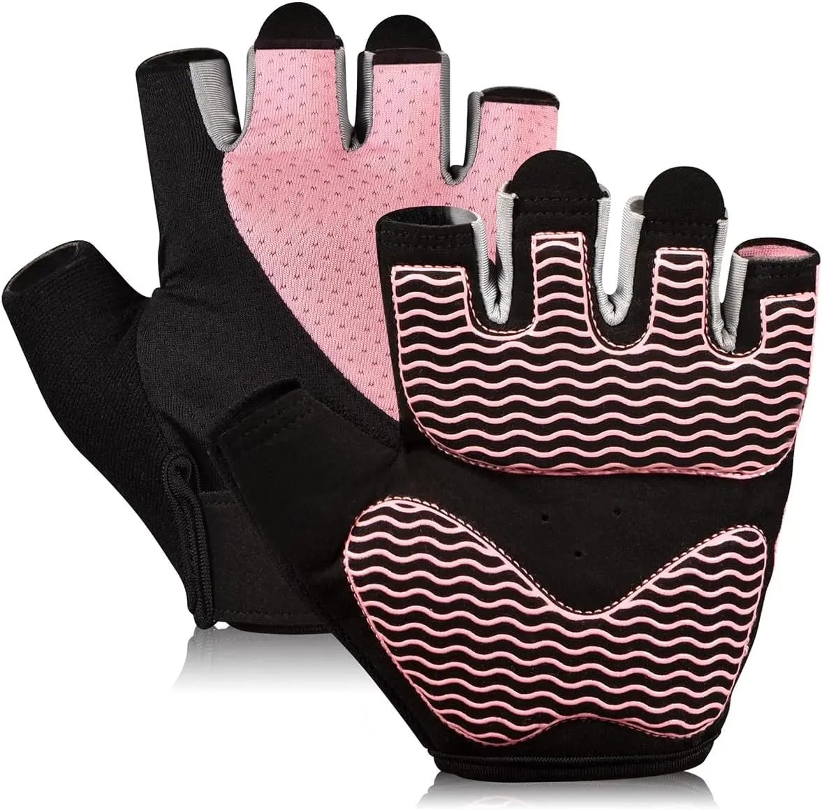 Workout Gloves for Women, Breathable Weight Lifting Gloves with Non-Slip Silicone Padding, Fingerless Gym Gloves for Cycling, Rowing, Pull Ups & Training (Medium)