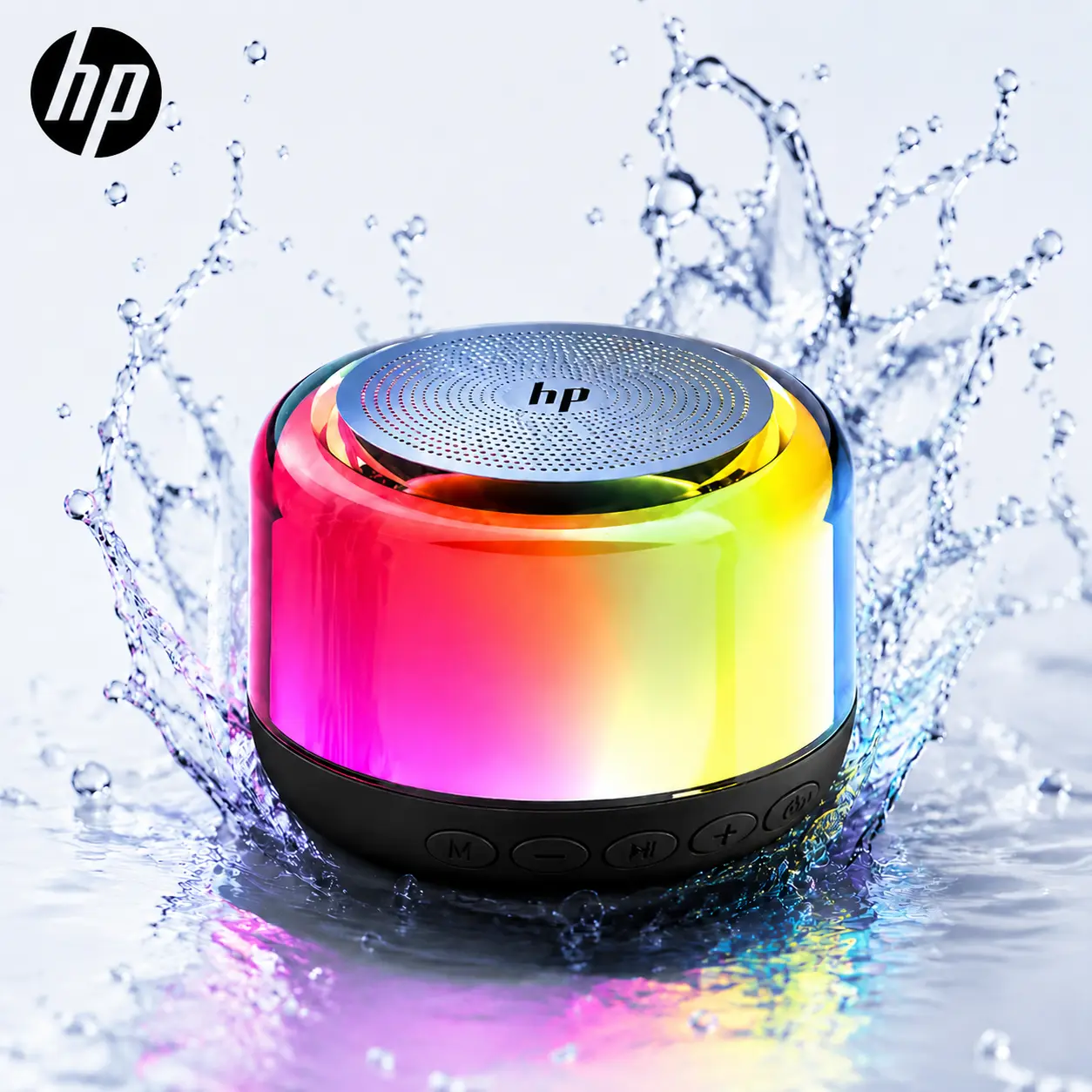 HP Mini Bluetooth Speaker, Big Sound in a Small Body, RGB Light Show, Deep Bass, TWS Pairing, Portable Wireless Speaker for Room Decor, Gaming Desk and Gifts