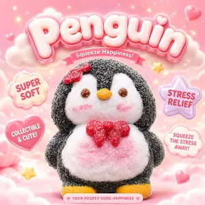 Penguin Squishy Toy  Soft Squeeze Fidget | Stress Relief Finds | Slow Rising Sticky Moldable Toy | Calming Sensory Gift | Comfy Fidgets for Stress & Anxiety