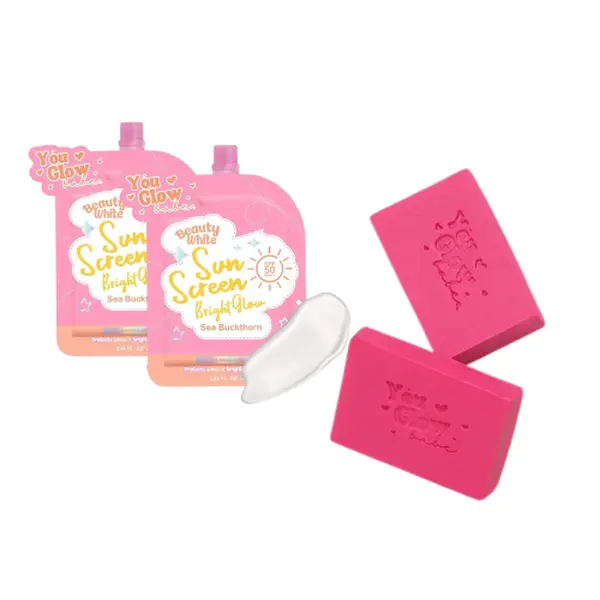 You Glow Babe Daily Skin Care Bundle – Sea Buckthorn Sunscreen SPF 50 PA+++ & Soap (2 Bars)