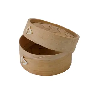 212 MAIN Wooden Dim Sum Bamboo Mini Steamer & Lid - 2.5oz, Reusable, 200 Pieces Cookware for Home, Festive & Party Supplies