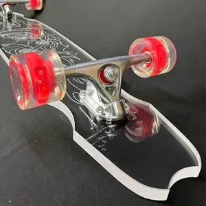 GHOST BOARDS Clear Acrylic 40" with Grim Reaper Design, LED Wheels and T-Tool - Perfect for Cruising and Carving
