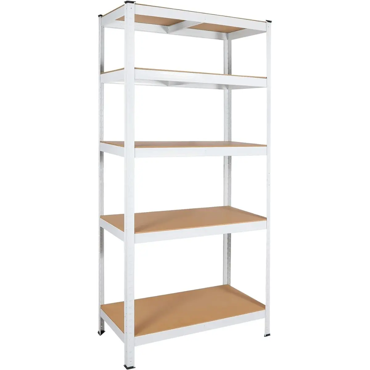 Adjustable Standing 5-Tier White Metal Storage Organiser - Heavy-Duty Multilayer Shelf (29"W x 12"D x 59"H) for Garage Tools, Warehouse Use, Adjustable Standing Shelf