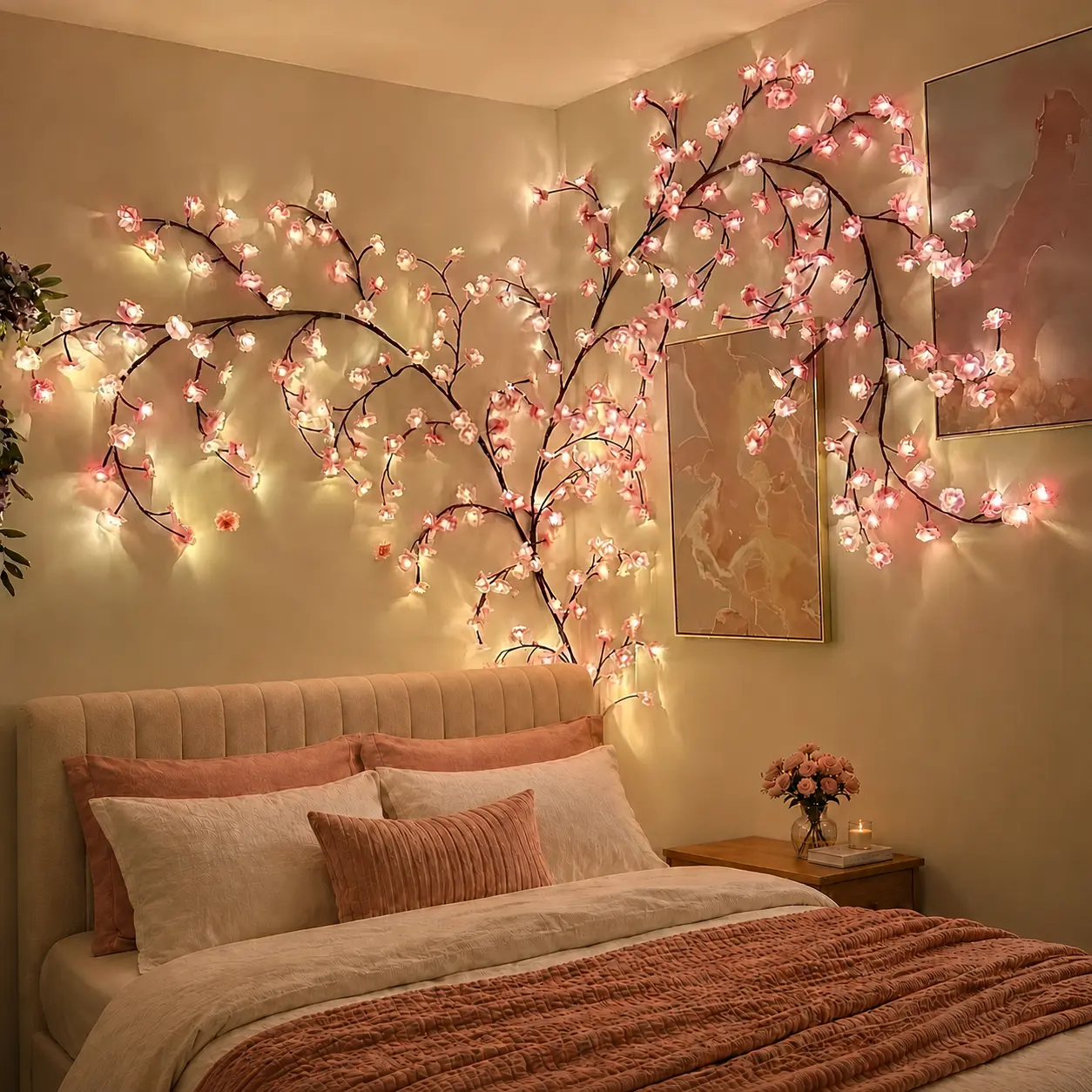 LED Cherry Blossom Tree Branch Light - Glowing LED Vines Garland, DIY Flexible Bendable, Indoor Decorative, Romantic Floral Wall Lighting, Wireless Remote, for Bedroom, Wedding, Romantic Gifts for Girlfriend, Unique Gifts for Wife, Glowing Led Lights, Ind