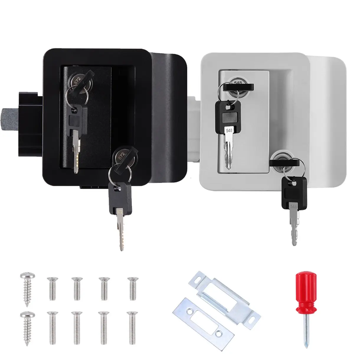 RV Door Lock Replacement | RV Door Locks | RV Door Handle w/ 4 Keys | Camper Door Lock | Trailer Door Lock | Camper Lock Replacement | Camper Door Latch only Fits 2.75"x3.75" Lock Hole