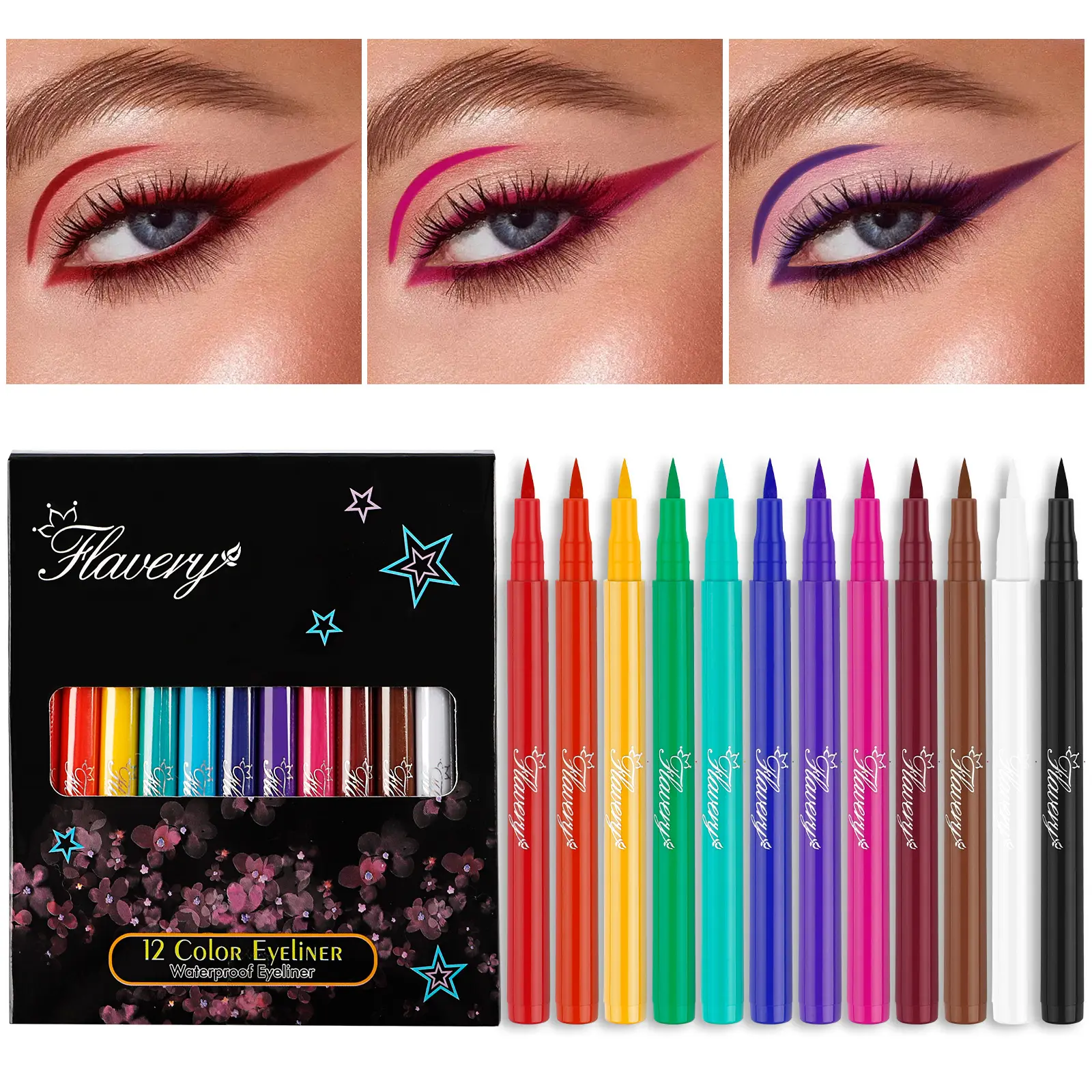 12-color Eyeliner Pencil, Matte Eyeliner Liquid Set, Rainbow Colors, Long-lasting Colored Eyeliner Pencil, Eyeliner For Waterline, Matte Eyeliner Pencils, Eye Makeup Product, Eyeliner Cosmetic