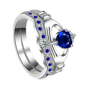 OIDEA Women's Promise Ring - Heart Shape Crown Design Cubic Zirconia Stackable Dainty Engagement Piece, Elegant and Romantic Design, Daily Wear Gift for Girlfriend, Rings for Women
