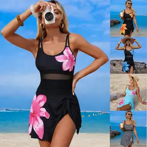 Hourglass bikini postpartum swimsuits quiet storm coral bathing suit rash guard bikini suitable for European and American one-piece swimsuit multi-color suspender women's swimsuit skirt with skirt