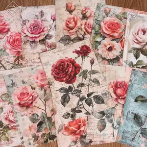 JAIIMAN 32sheets Vintage Roses Watercolor Scrapbook Paper, Diy Craft Paper, for Journaling Supplies, Craft Albums, Background Pad, Scrapbooking Supplies, Nostalgic Artwork, Wallpaper Designs, Notebook Covers, Gift Wrapping Paper