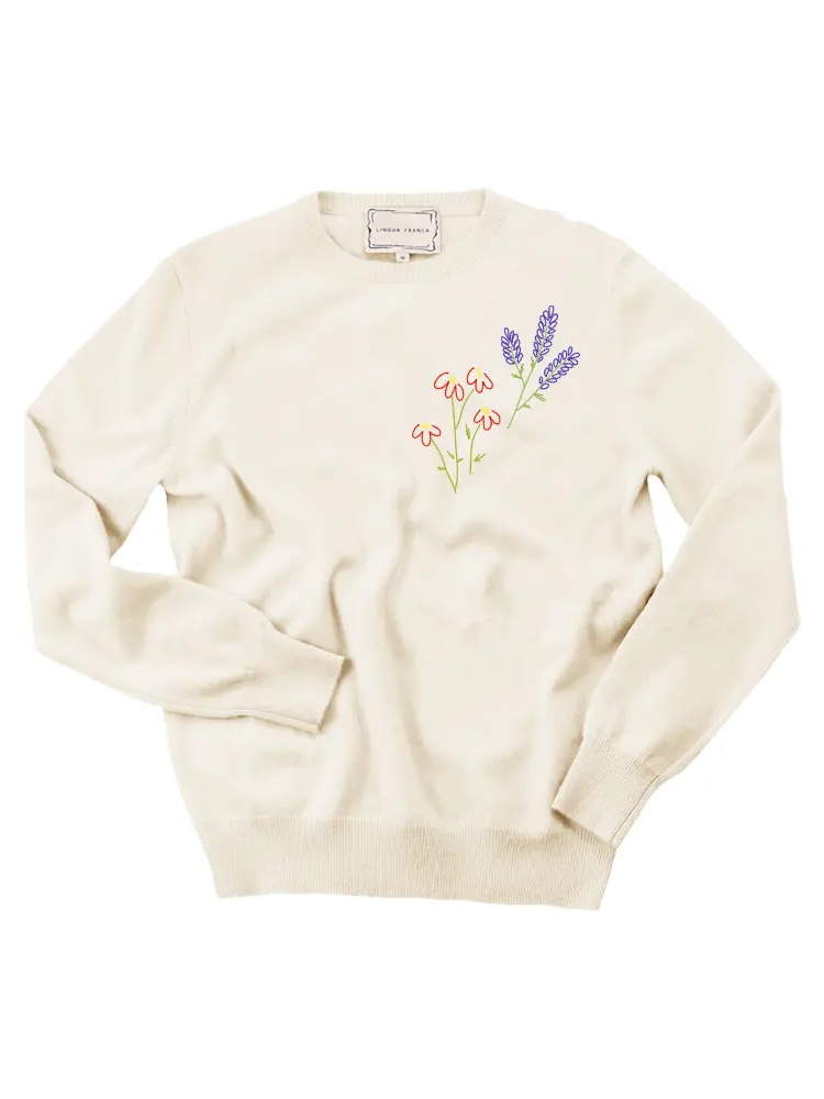 Custom Women's 100% Cashmere Floral Sweater