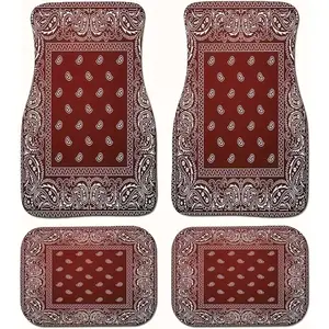 ‌4Pcs Dirty Resistant Car Floor Mats Bohemian Persian Carpet Rubber Back Heavy Duty Floor Protector Rugs Car Accessories‌ Durable Ethnic Style Universal Fit Vehicles Functional Safety