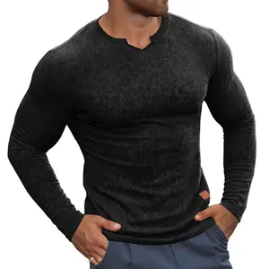 STREVATE Men's Textured V-Neck Muscle Tee,Casual Slim Fit Menswear Top