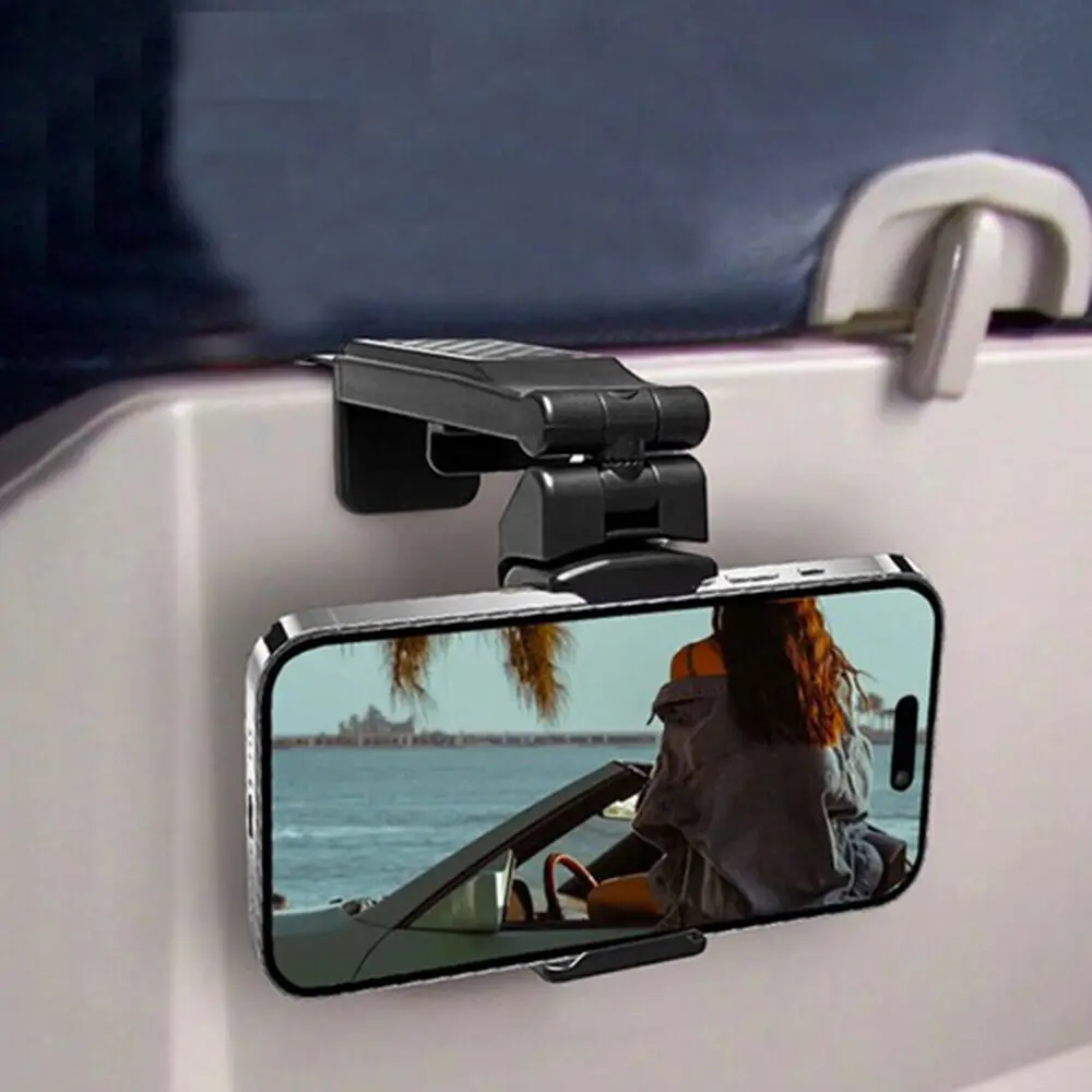 Airplane Travel Essentials Phone Holder Universal Handsfree Phone Mount for Flying with 360 Degree Rotation Accessory for Airplane Travel Must Haves Phone Stand for Desk Tray Table