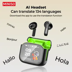 MINISO 103  AI Headset Translates 134 Languages Wireless Noise Cancelling Earbuds with Smart Screen Case, Clear Calls, App Translation, 30H Battery, Bluetooth 6.0, IPX5