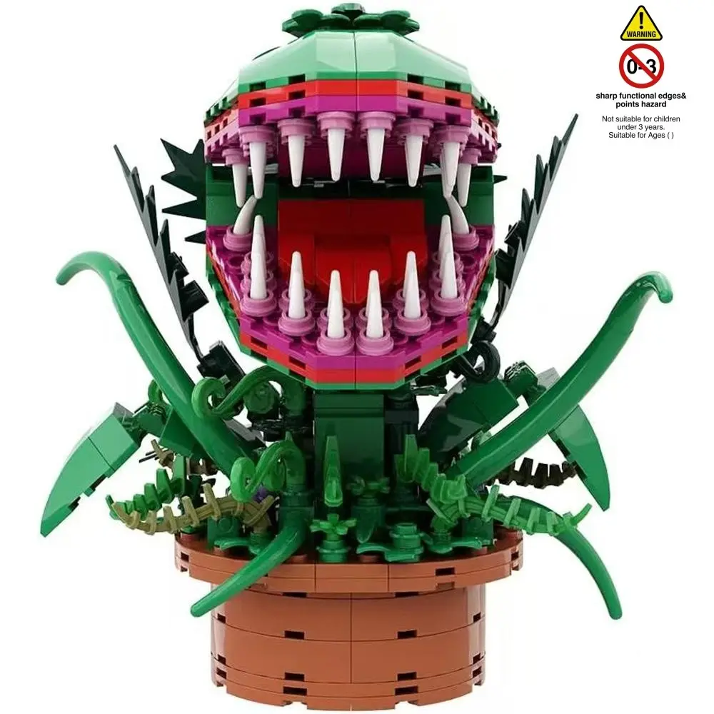Creative Plant Design, Moving Mouth Carnivorous Plant, Plastic Building Blocks, Blocks Building Toy, DIY Building Model, Home Decoration Ornament, Birthday Gift for Kids, Building Blocks Model, Buildable Blocks Kit, Building Kit, Blocks Set