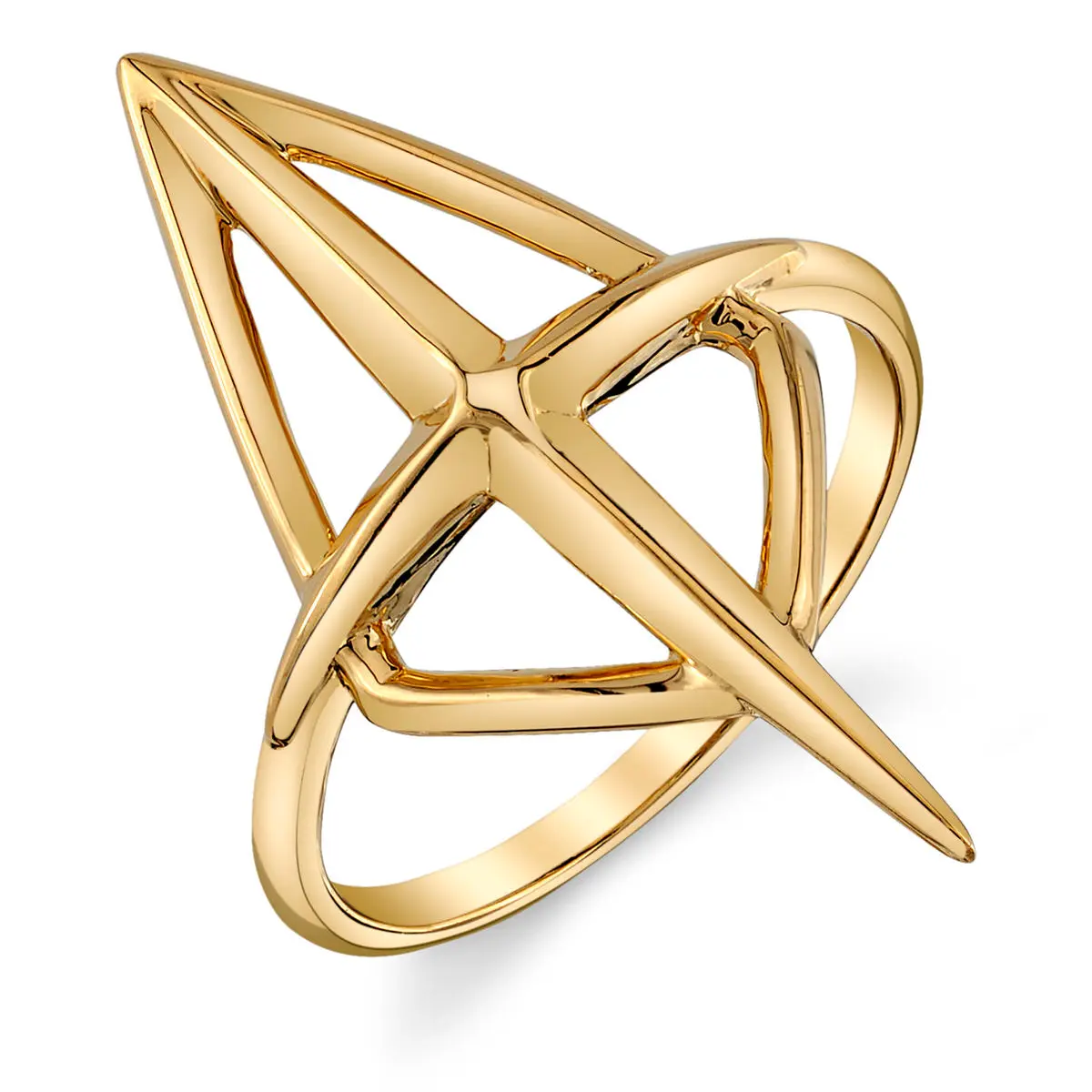Luxurious Gold Plated Geometric Signet Ring for Women, Openwork Statement Jewelry with Elongated Knuckle Design, Hypoallergenic, Luxurious Gold Ring, Unique Ring