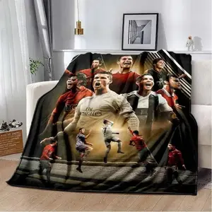 Cristiano Ronaldo CR7 Plush Flannel Blanket - Soft Funny Football Star Print Throw, Suitable for Living Room Bedroom Sofa Picnic Cover