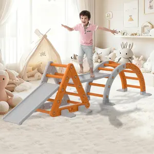HDPE + PP Toddler Climbing Set | Arch + Triangle Slide/Ramp | Grey & Orange / Grey & White | Indoor Indoor Playground for Kids Ages 1-6