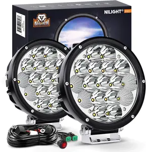 Nilight 2PCS 7Inch 85W LED Driving Light 10200LM IP68 Spot Flood Combo Round Built-in EMC Offroad Lights with 14AWG DT Connector Wiring Harness Kit for Truck ATV UTV SUV  dealsforyoudays
