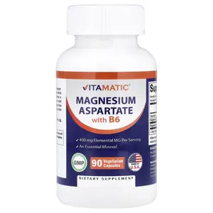 Vitamatic Magnesium Aspartate with B6, 90 Vegetarian Capsules