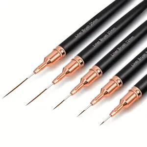 Professional Nail Art Liner Brush Set, 5 Counts/set Nail Art Liner Brush with Rose Gold Tip, Precise Detail Nail Art Brush for UV Gel Polish, Nail Art Design, Nail Supplies, Manicure Brush, Nail Art Tool, Nail Art Accessories