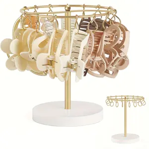 Metal Holder for Claw Clips, Flat Claw Clips,Designed for Organizing Hair Accessories. Idealfor Displaying in Bedrooms, Bathrooms, OrCollege Dorms, Perfect for Women And Girls, in aGolden Finish. Shelves