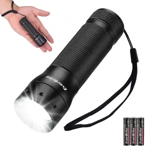 #Summervibes EverBrite Mini Flashlight, Zoomable LED Flash Light, 3 Modes, 3AAA Batteries Included, Handheld Small Flashlight for Camping, Emergency, Home – Black