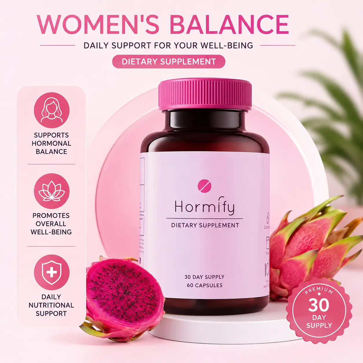 Hormify Women's Balance Relief Supplement (1-3 Pack, 60 Capsulas) - Botanical Dietary Healthcare Supplement, Digestive Vitamins, Daily Energy & Nutritional Support, Botanical Supplement