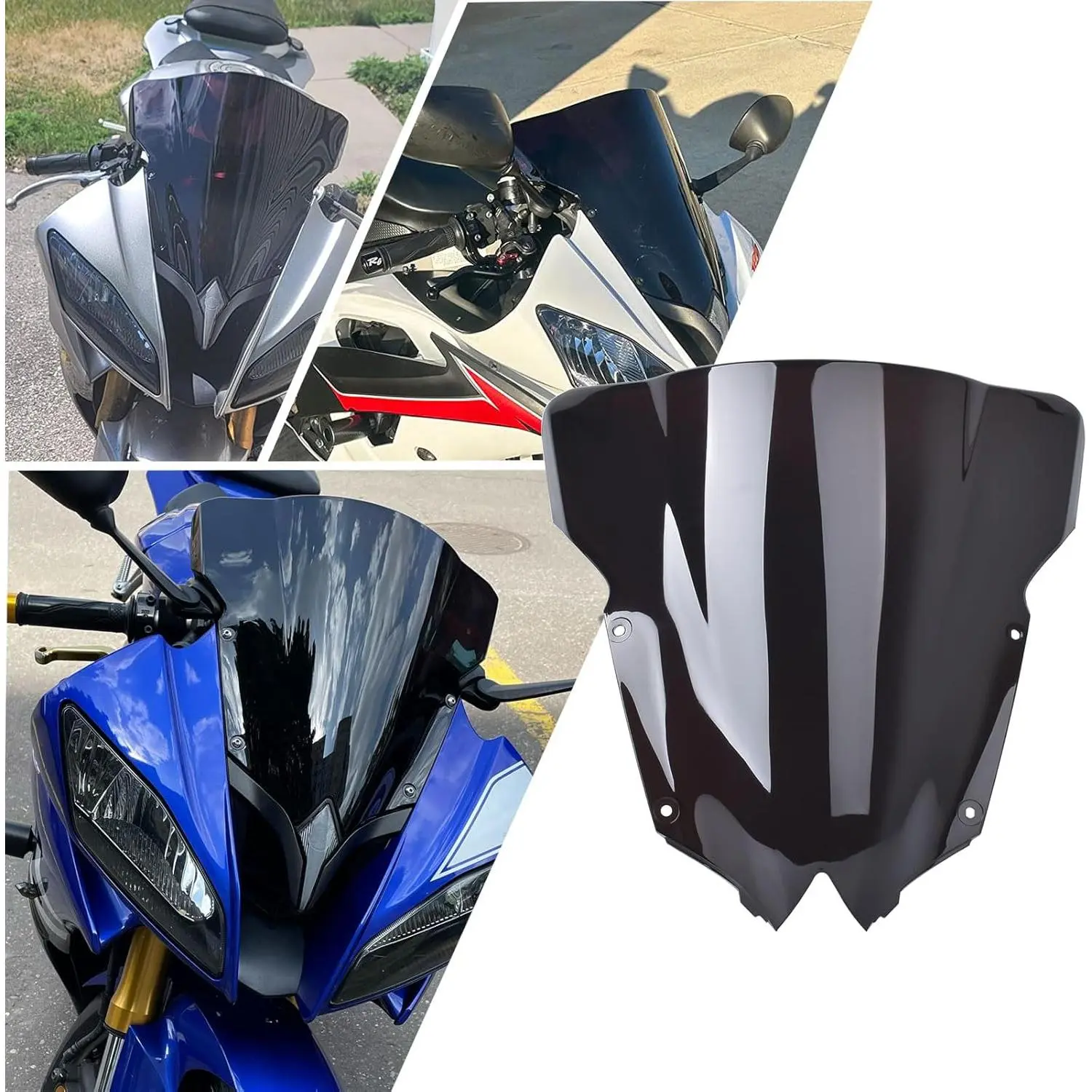 100% Brand New High Quality Polycarbonate Double Bubble Windscreen for Yamaha YZF-R6 600 (2008-2016 Models) - 1-Piece Front Fairing Visor, Motorcycle Riding Wind-Deflecting Accessory, Enhanced Design, Aerodynamics Boost, Easy Installation