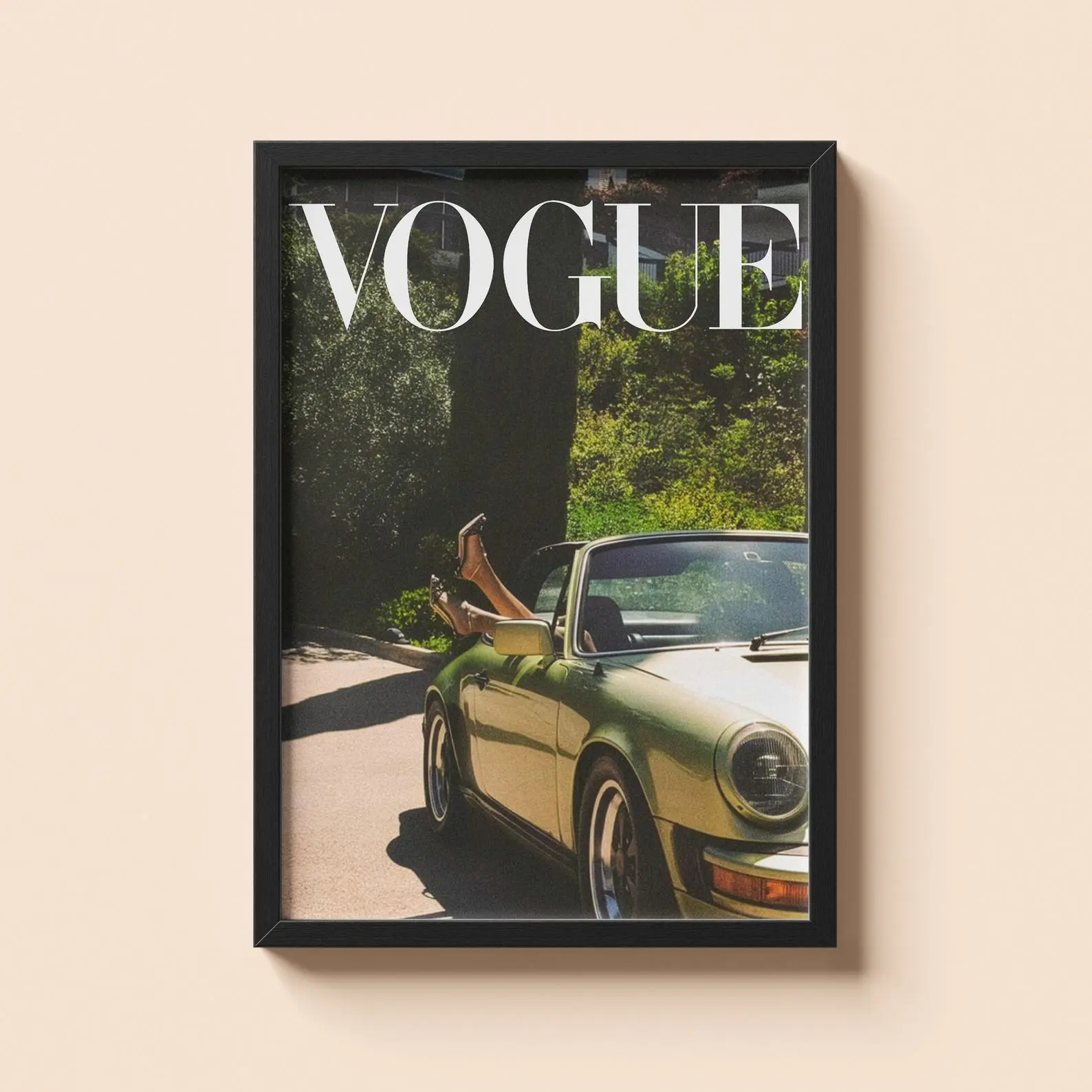 Vogue Porsche 911 Print | Sage Green Old Money Poster