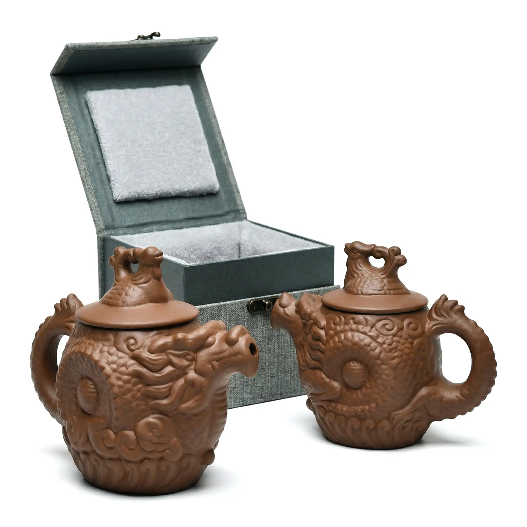Hand-Carved Dragon Yixing Zisha Teapot, Traditional Chinese Gongfu Tea Pot With Gift Box