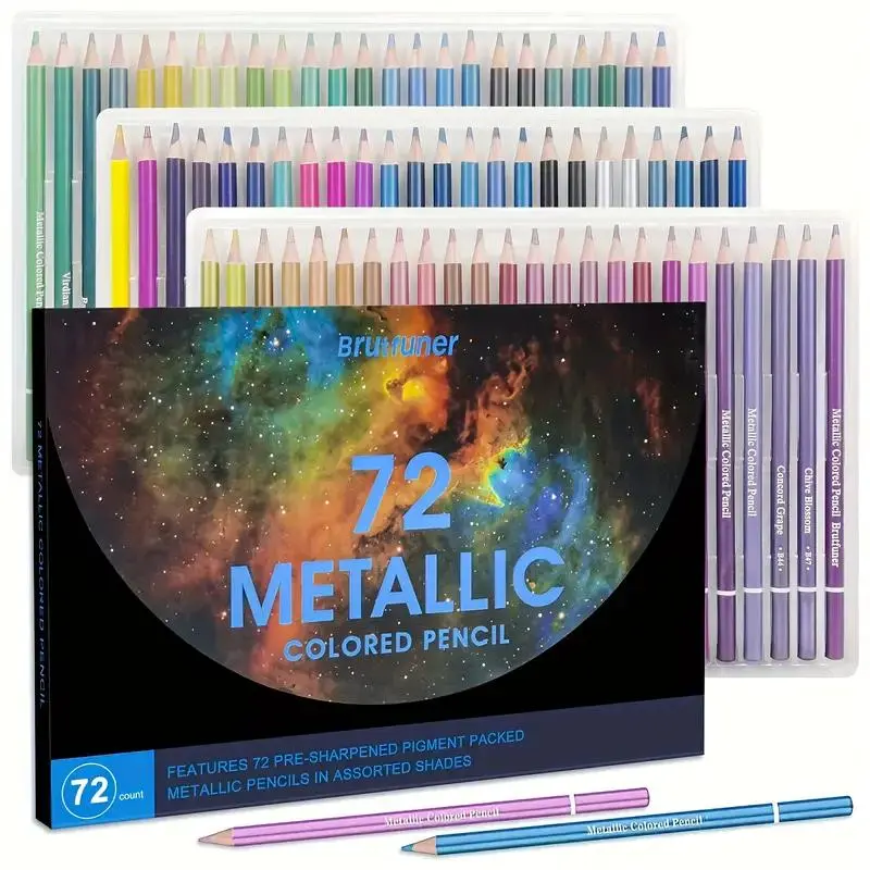 Metallic Colored Pencil Set, Soft Core Colored Pencil, Erasable Artistic Colored Pencil for Artists, Drawing, Blending, Coloring, Art Supplies