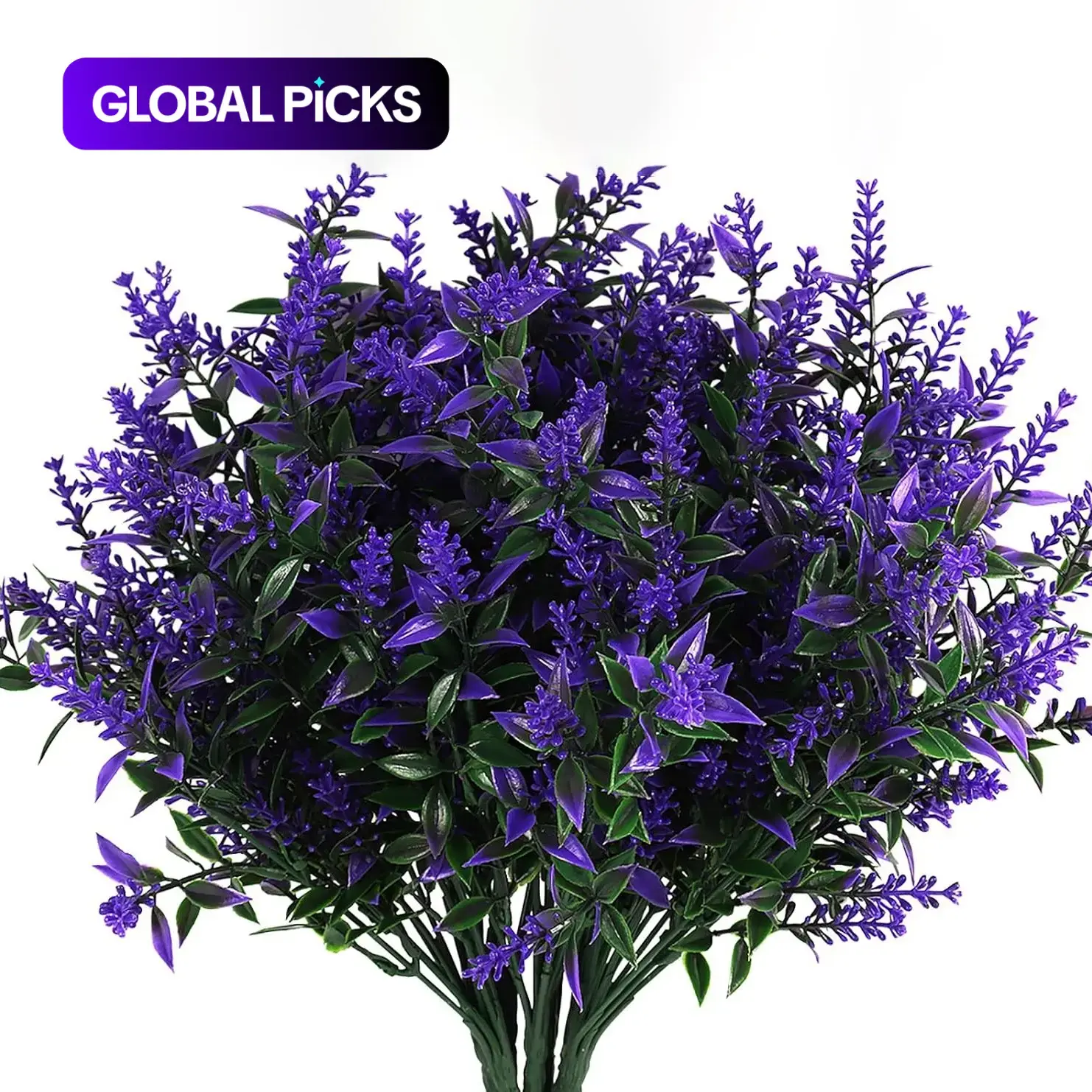 16 Bundles Outdoor Artificial Lavender Flowers, Artificial Flower Bouquets, UV Resistant Plastic Faux Fake Plants for Hanging Baskets, Pots, Gardens, Home Decor, Floral Decor, Decorative Flower Arrangement #GLOBAL PICKS