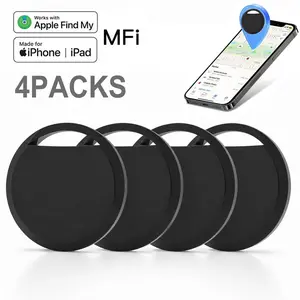 Tracker Tags Bluetooth Item Finder 4Pack，Compatible with iPhone Find My APP (iOS Only) Replaceable Battery, Suitable for Luggage, Bags, Wallets, Backpacks, Keys Tracking Tag, Black