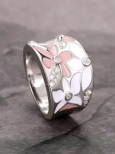1 PC Elegant Cubic Zirconia Rose Flower Ring CZ Ring For Women For Valentine's Day Gift Wedding Anniversary Party Jewelry Elegant Fashion Rings