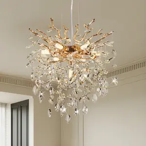 7-Light Crystal Modern Gold Chandelier Light Fixture for Dining Room Kitchen