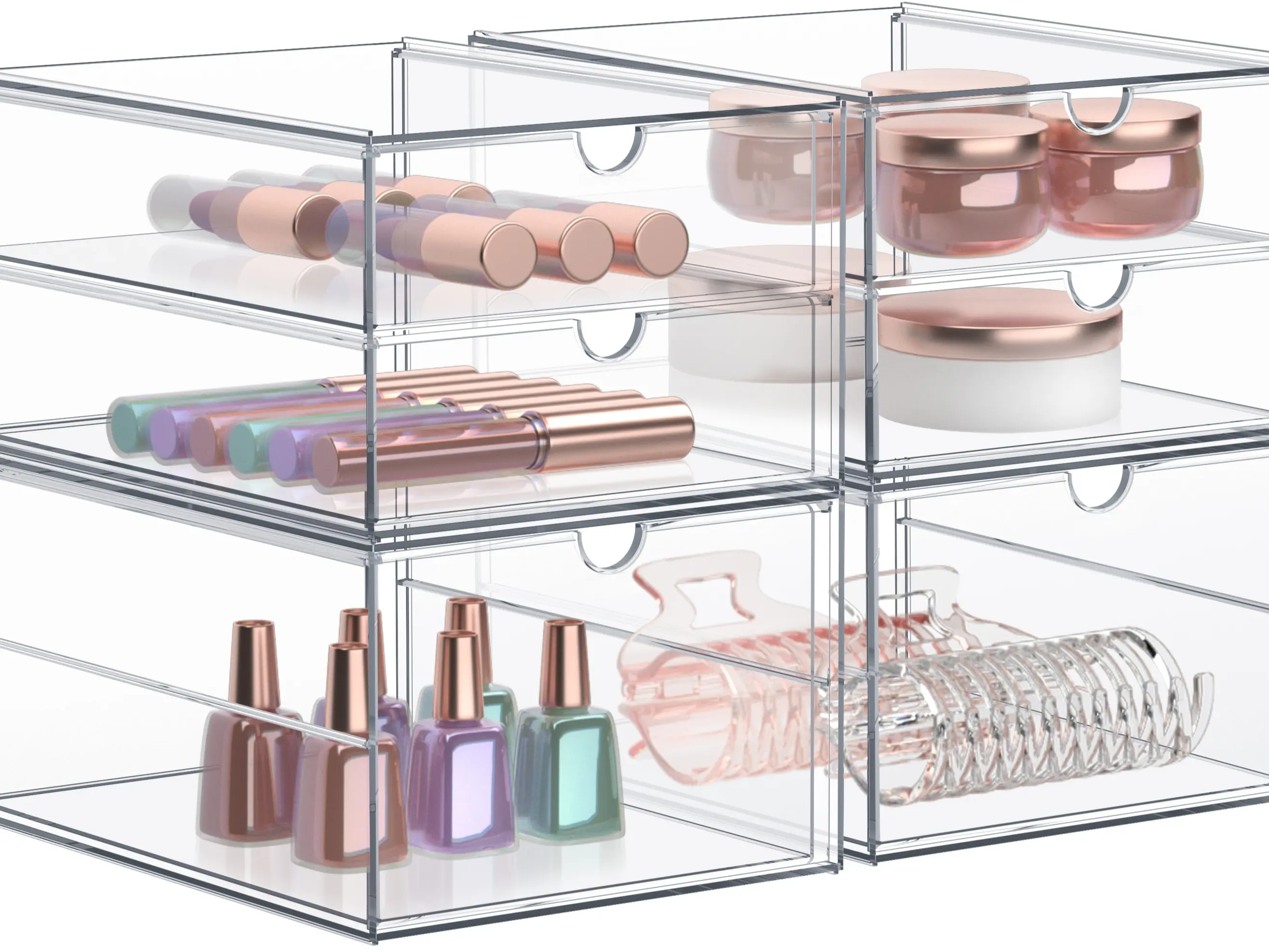 Sorbus 3-Drawer Acrylic Makeup Organizer with Clear Stackable Storage Bins for Office, Art & Jewelry Supplies Containers, Smooth Design