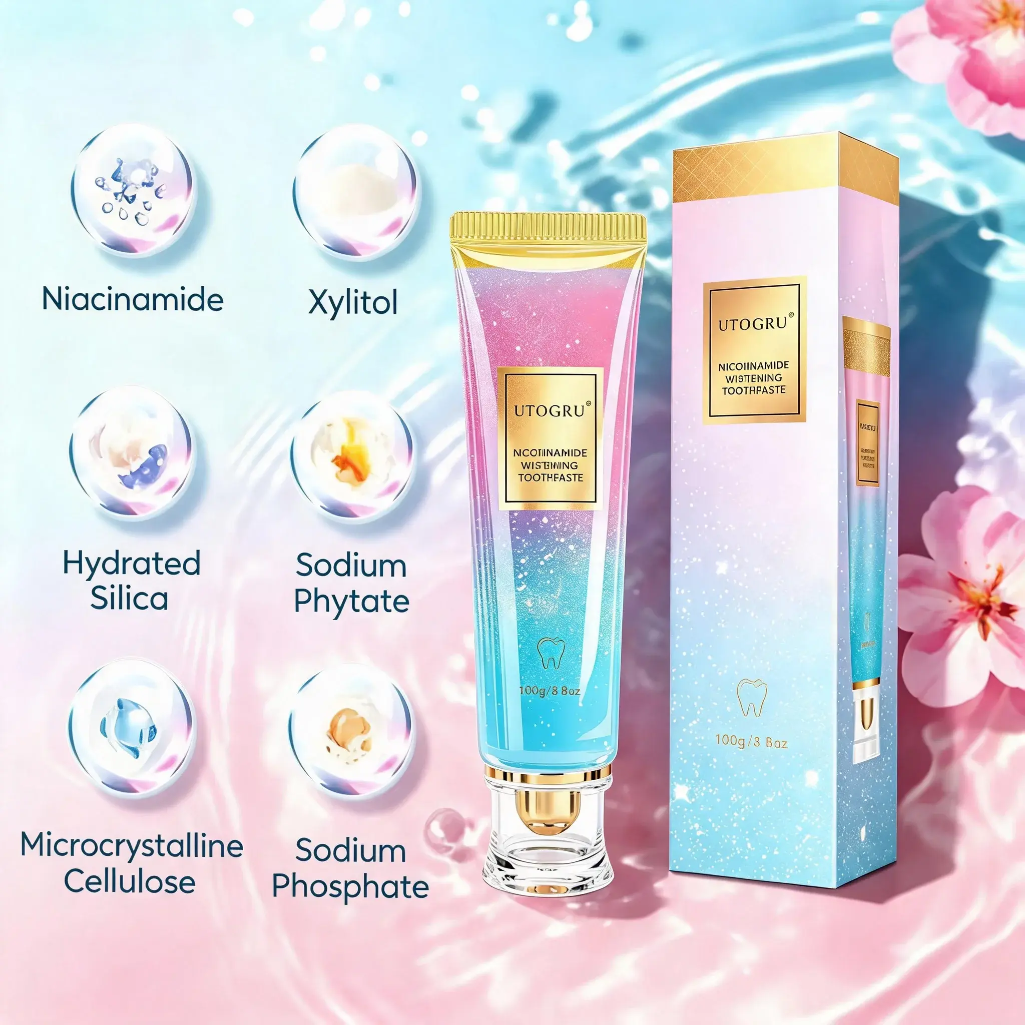 Starry Sky Mint Gel Toothpaste for Adults - 1/2Packs, Alcohol-Free, No Harsh Additives, Nicotinamide, Long Lasting Fresh Breath, Peppermint, Smile Care Daily Dental Care Toothpastes