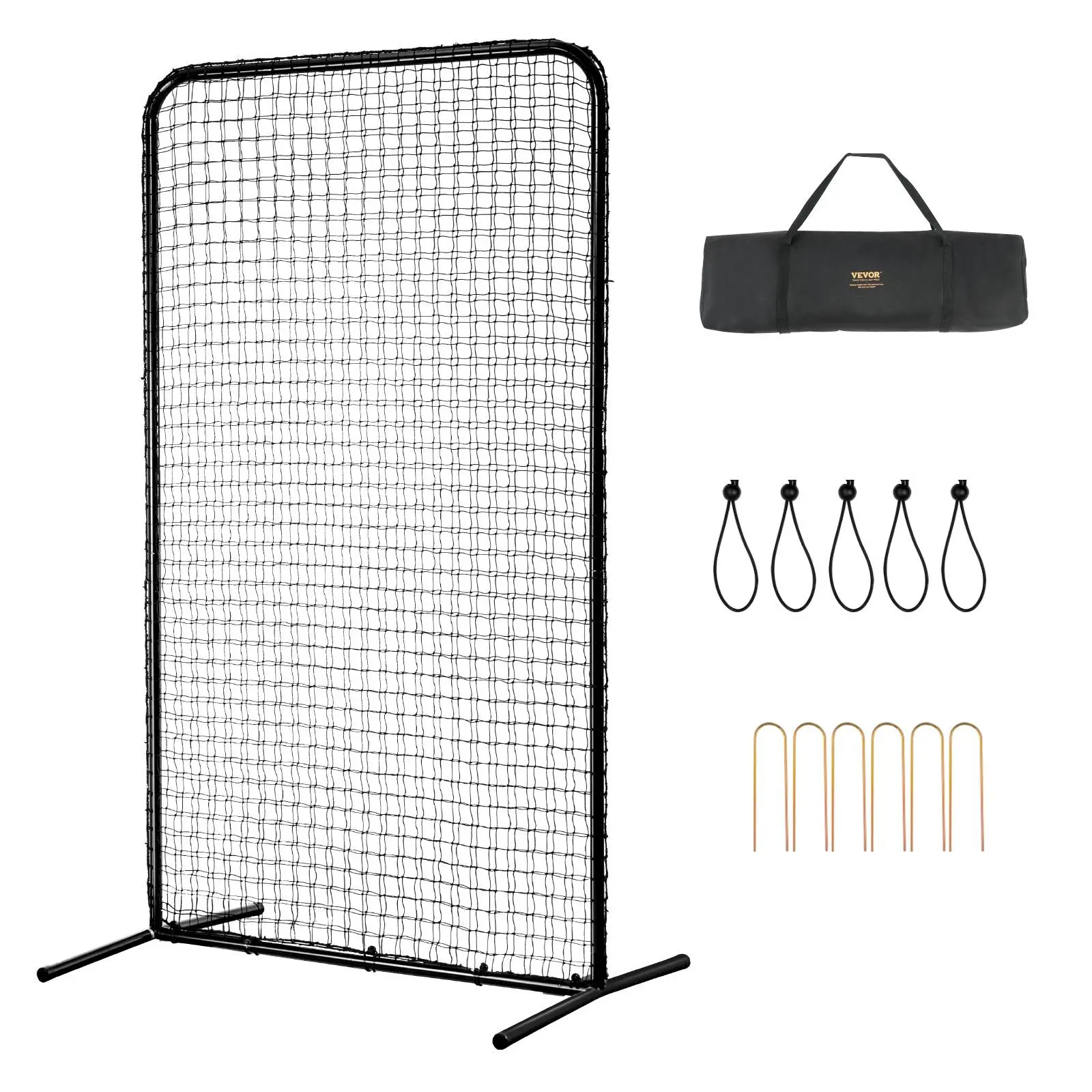 【SummerFinds】VEVOR I Screen Baseball for Batting Cage,  7x4 ft Baseball Softball Safety Screen, Body Protector Portable Batting Screen with Carry Bag & Ground Stakes, Heavy Duty Pitching Net for Pitchers Protection