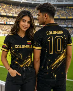 Colombia Inspired Black Gold Soccer Jersey, Football Style Shirt, Colombian Pride Fan Apparel, Sports Tee for Men Women