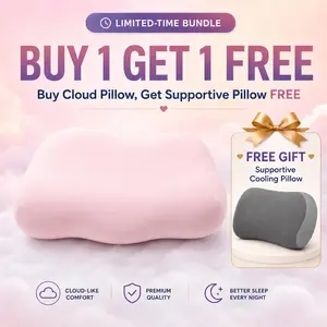 GEECO Cooling Cloud Pillow with Cooling Pillowcase, Beauty Sleep Memory Foam Pillow, Dual-Height 5.5/5.1 in Neck Support Pillow for Side Back & Stomach Sleepers gift summerwins deep sleep pillow shopping puff removable pillowcase