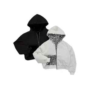 2025 New Unisex Two-Sided Harajuku Retro Leopard Print Fashionable Loose Zip-Up Hoodie Street Hip-Hop Casual Sweatshirt for Men and Women 2025 Menswear Stylish