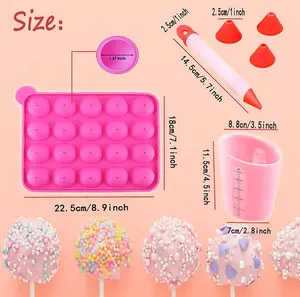 20 Cavity Silicone Cake Pop Mold with Cake Pop Gift Bags and Decorating Pen, Awesome Baking Gifts for Beginners and Kids