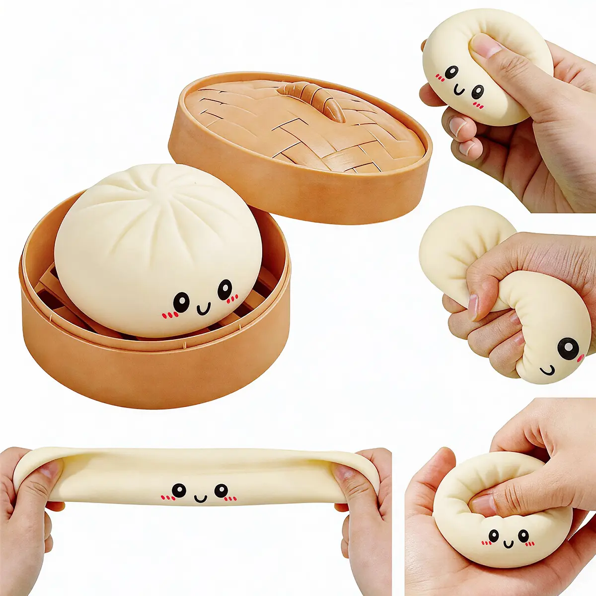 2026 New Dumpling Squishy with Steamer Box, Soft Sensory Fidget Steamed Bun Squeeze Tool for Adult Stress & Anxiety Relief,Mystery Dumpling Squishy Stress Relief Fidget Gifts for Kids & Adults