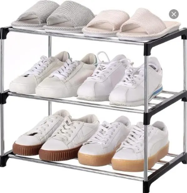 3-Tier Standing Shoe Rack - Compact, Adjustable Multi-Level Storage Racks for Entryway, Closet, Stackable Home Organizer (Black)