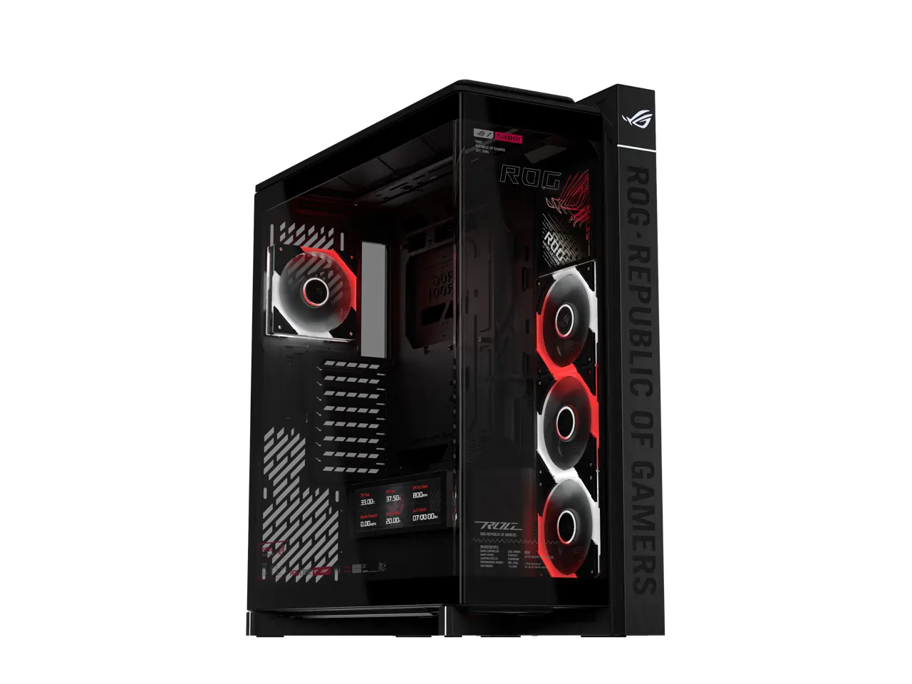 ASUS ROG Cronox ARGB Gaming PC Case, Four ARGB Fans, Curved Tempered-Glass Panel, Support for GPU's up to 400mm Long, EATX and BTF Motherboards, 9.2-inch Screen