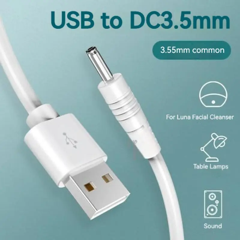 Round Hole Desk Lamp Charging Cable Round Head Universal Usb To Dc3.5Mm Power Data Cable Sound Small Fan Flashlight