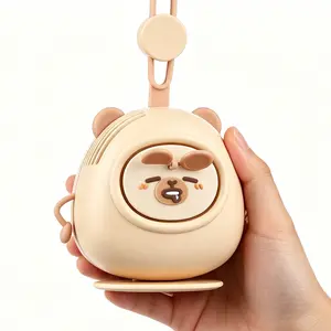 Bear Sunglasses Neck Hanging Fan,  Cute Portable Fan, USB Rechargeable Personal Cooler for Daily Errands, Shopping & Theme Parks