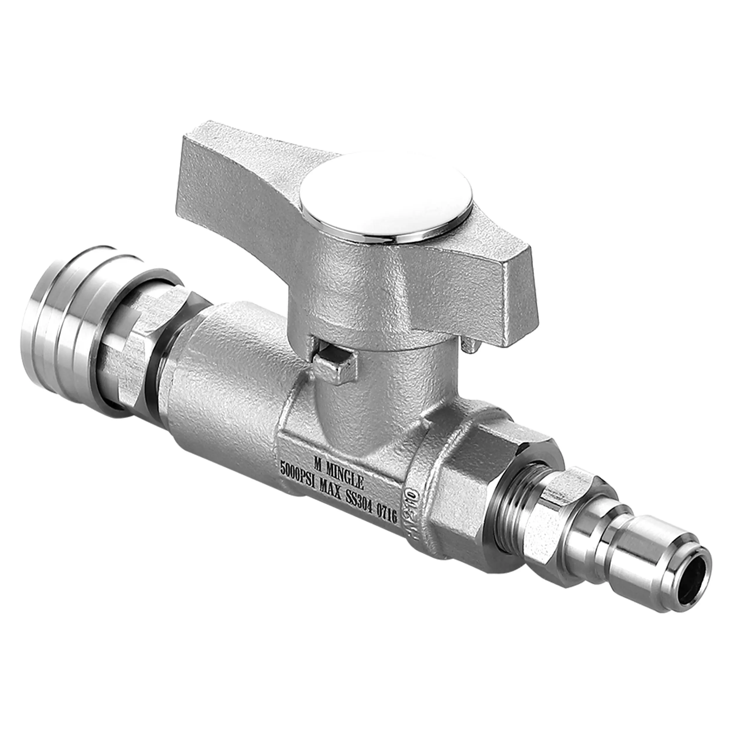 M MINGLE SS304 Stainless Steel Leak-Proof High-Pressure Washer Ball Valve, 3/8" Quick-Connect Hose Attachment, 5000 PSI Power Washer & Water Pumps Accessory, Long Handle, Effortless Operation, Father's Day Gift (0716), Power Washers